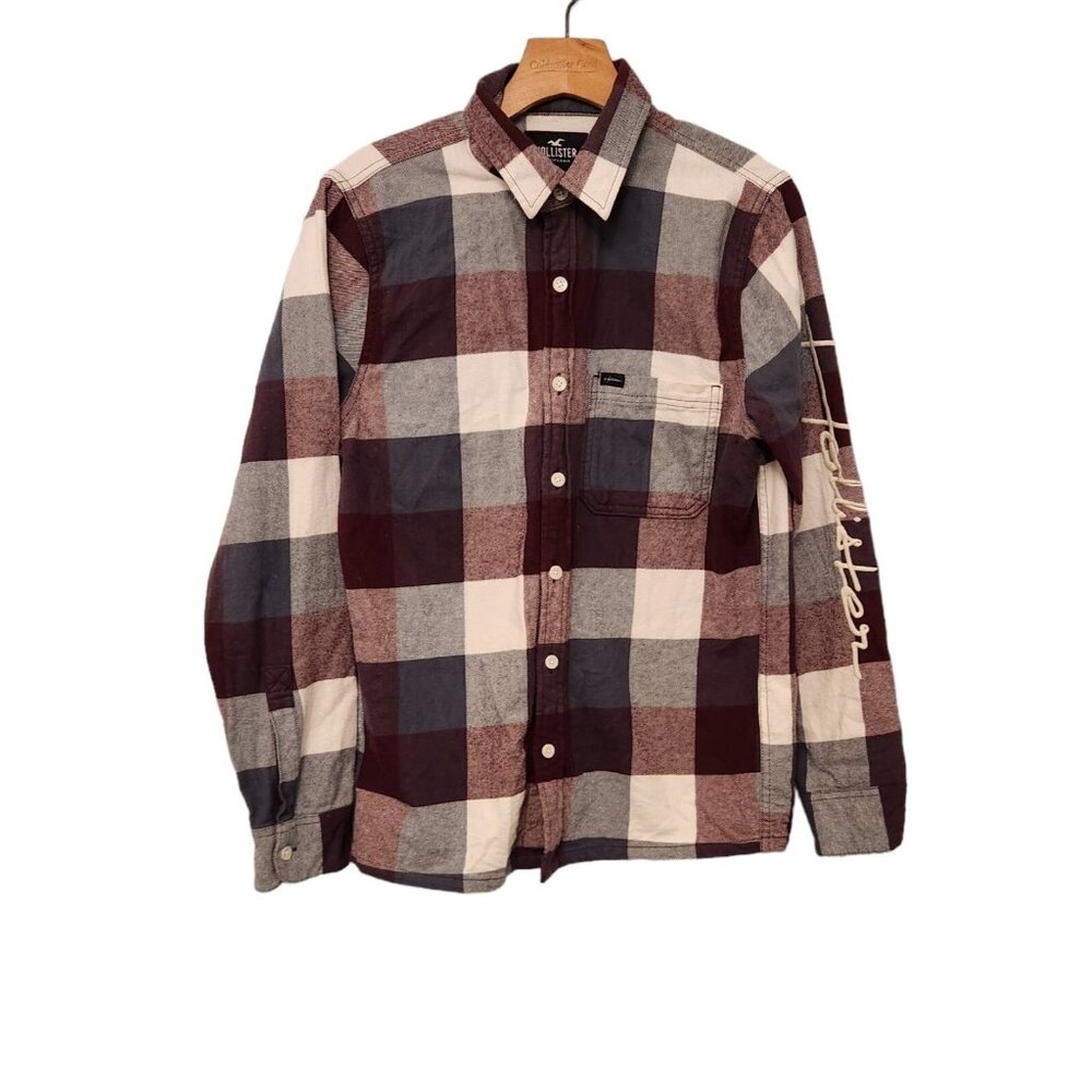 Hollister Flannel Shirt Embroidered Hollister Plaid Heavy Western Mens XS